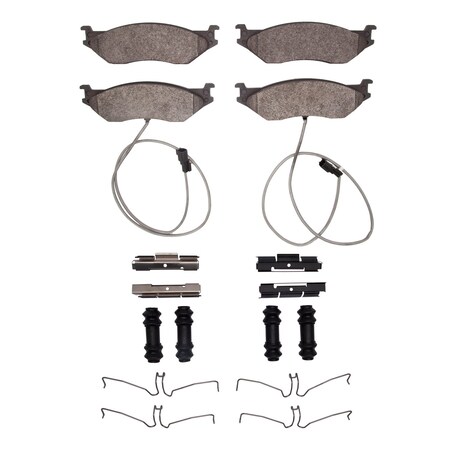 Dynamic Friction Co 5000 Advanced Brake Pads - Semi Metallic and Hardware Kit, Long Pad Wear, Front 1551-1066-11